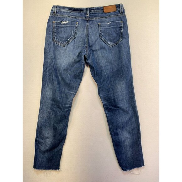 Zara Woman Premium Collection Aged Denim Jeans Size 4 Blue Distressed Look - Picture 8 of 11